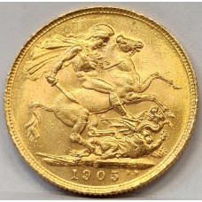 AUSTRALIA 1905 . ONE 1 SOVEREIGN . SYDNEY . GOLD